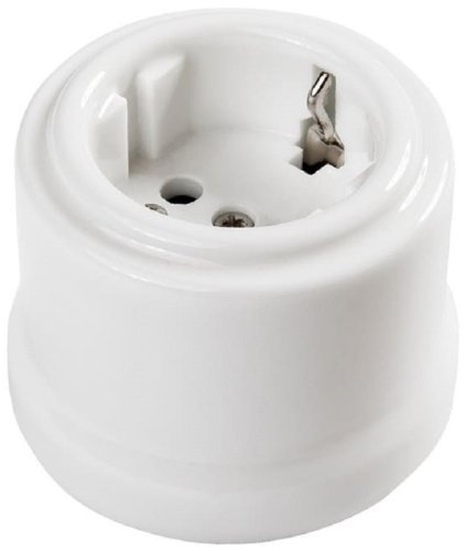 Розетка-ретро с заземлением керамика Bironi Лизетта 1-м. белый фото Розетка-ретро с заземлением керамика Bironi Лизетта 1-м. белый картинка